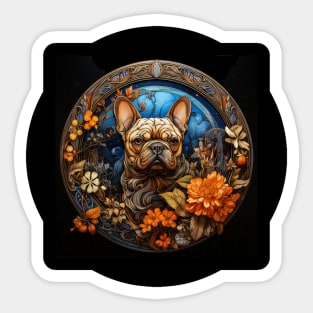 Autumn Frenchie Illustration Sticker